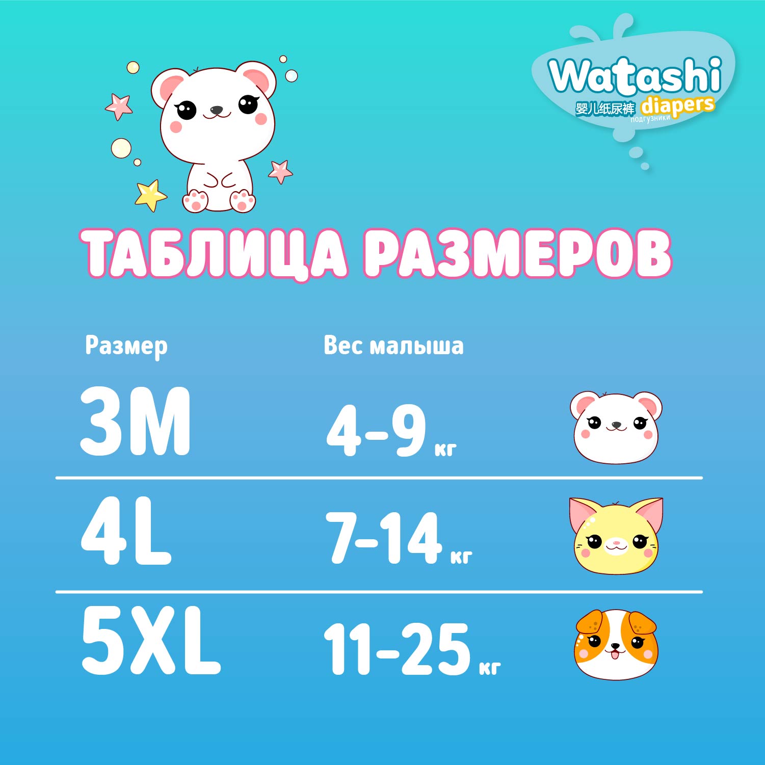 Подгузники WATASHI L (7-14 кг) 46 шт. - фото 9