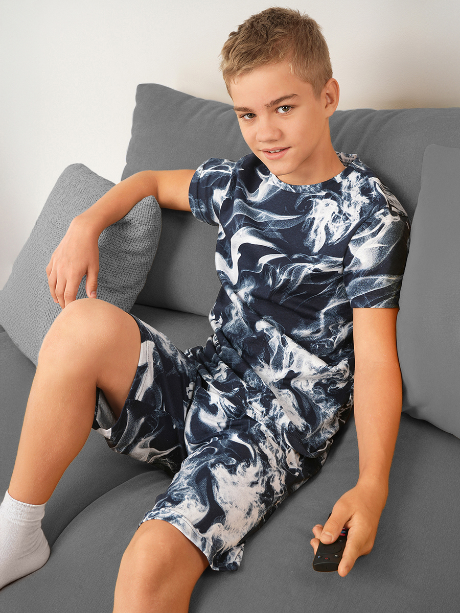 Домашний костюм HappyFox HF4872SPдым.на.т.синем - фото 1