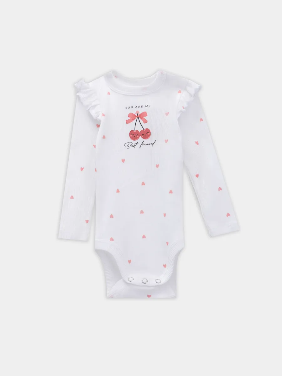 Боди 2 шт Mark Formelle (Марк Формэль) 13017-2/сердечки на белоснежном +бантики на персике - фото 12