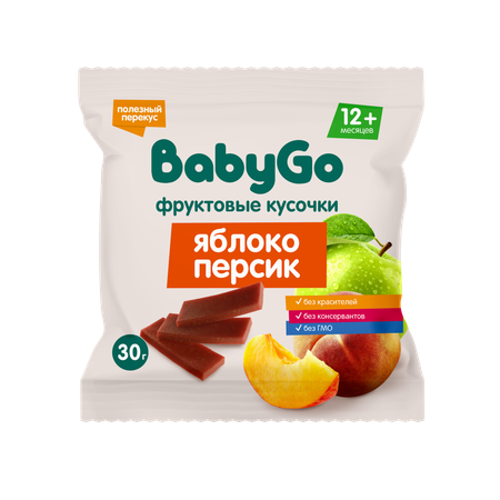 Кусочки фруктовые BabyGo из персиков и яблок 30г