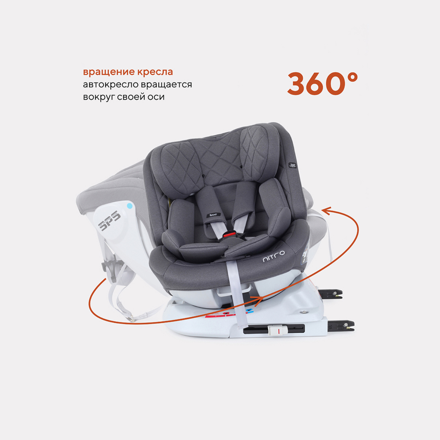 Автокресло Rant Nitro Isofix 0+/1/2/3 (0-36 кг) серый - фото 3