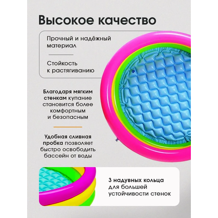 Бассейн Intex Надувной / 114x25 см / Трехцветный с надувным дном