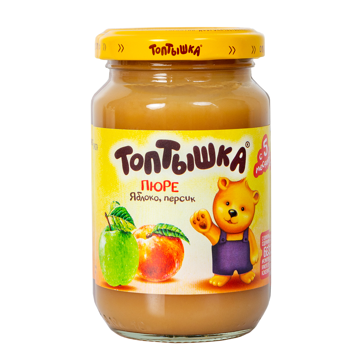 Пюре Топтышка Яблоко-персик с 5 мес 190 г - фото 1