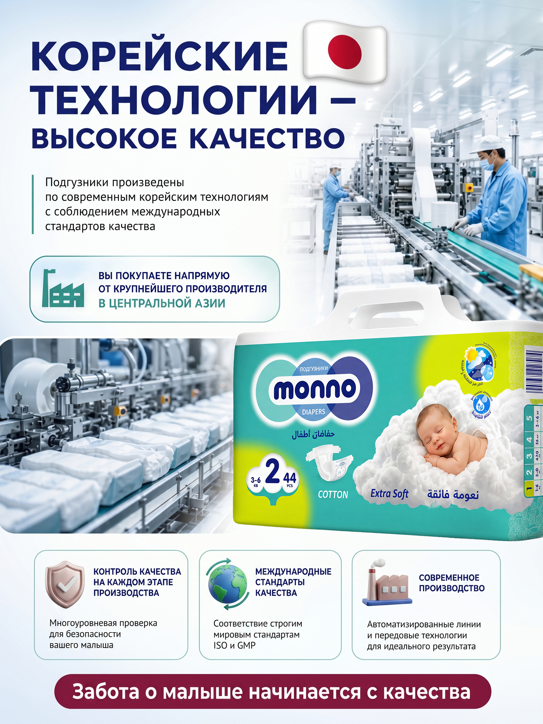 Подгузники Monno 2 (3-6) 44 шт. - фото 5