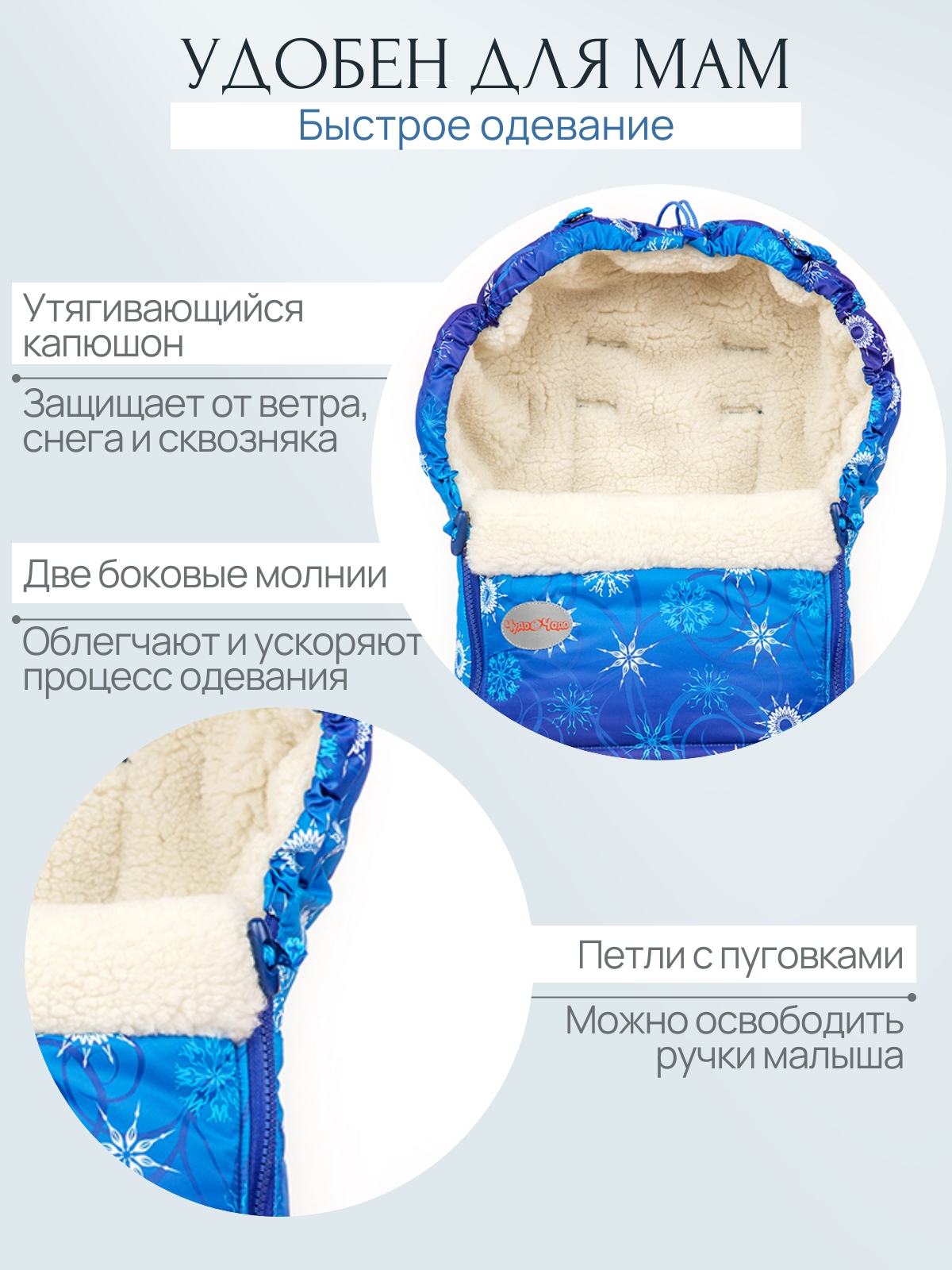 Конверт в коляску Чудо-Чадо New Classic синий - фото 3