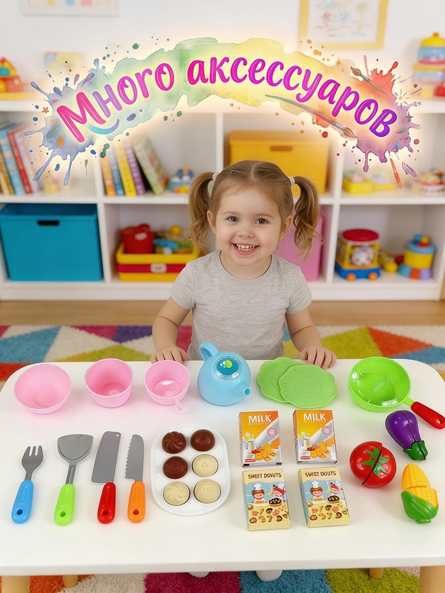 Игрушечная кухня BeInFun с аксессуарами: 38 шт. - фото 5