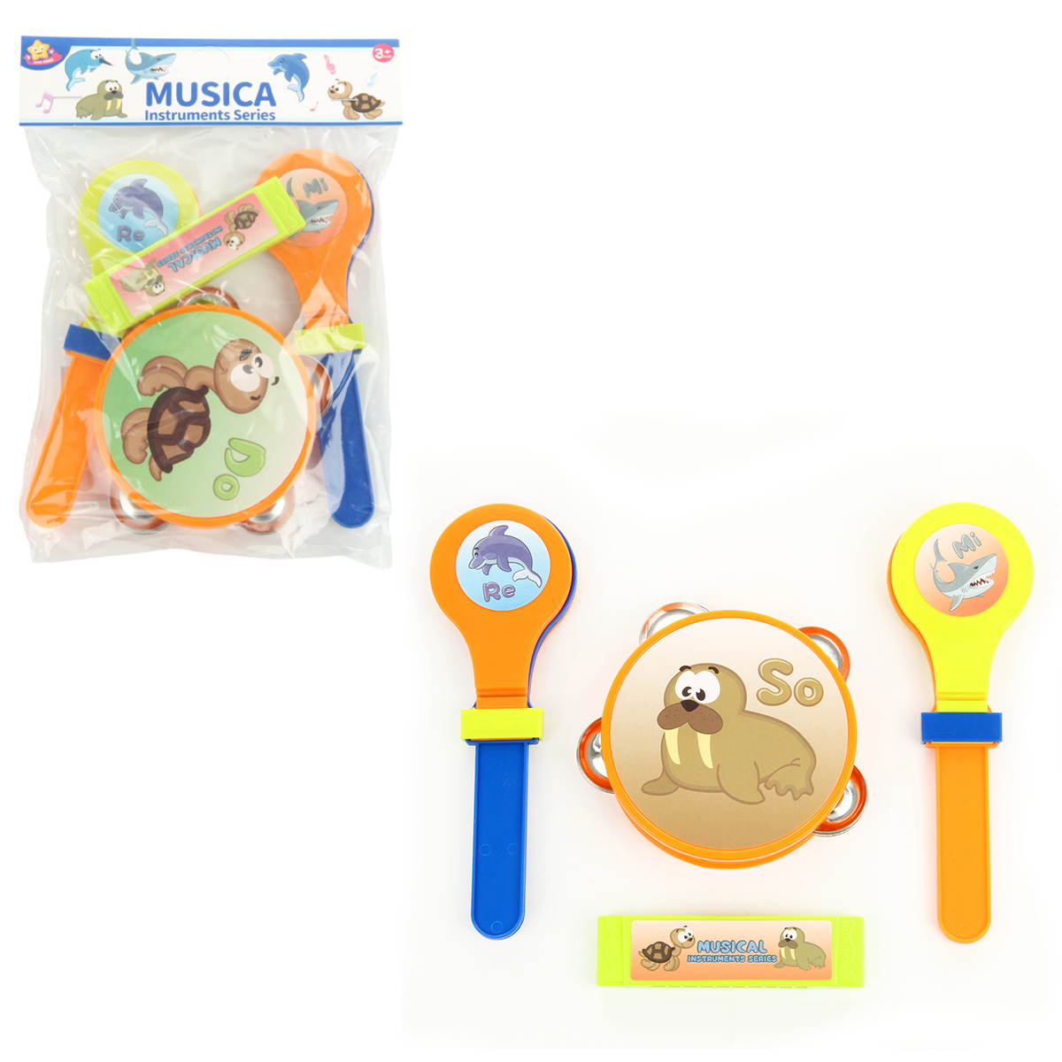 Игрушка музыкальная Veld Co губная гармошка, маракас, бубен - фото 5