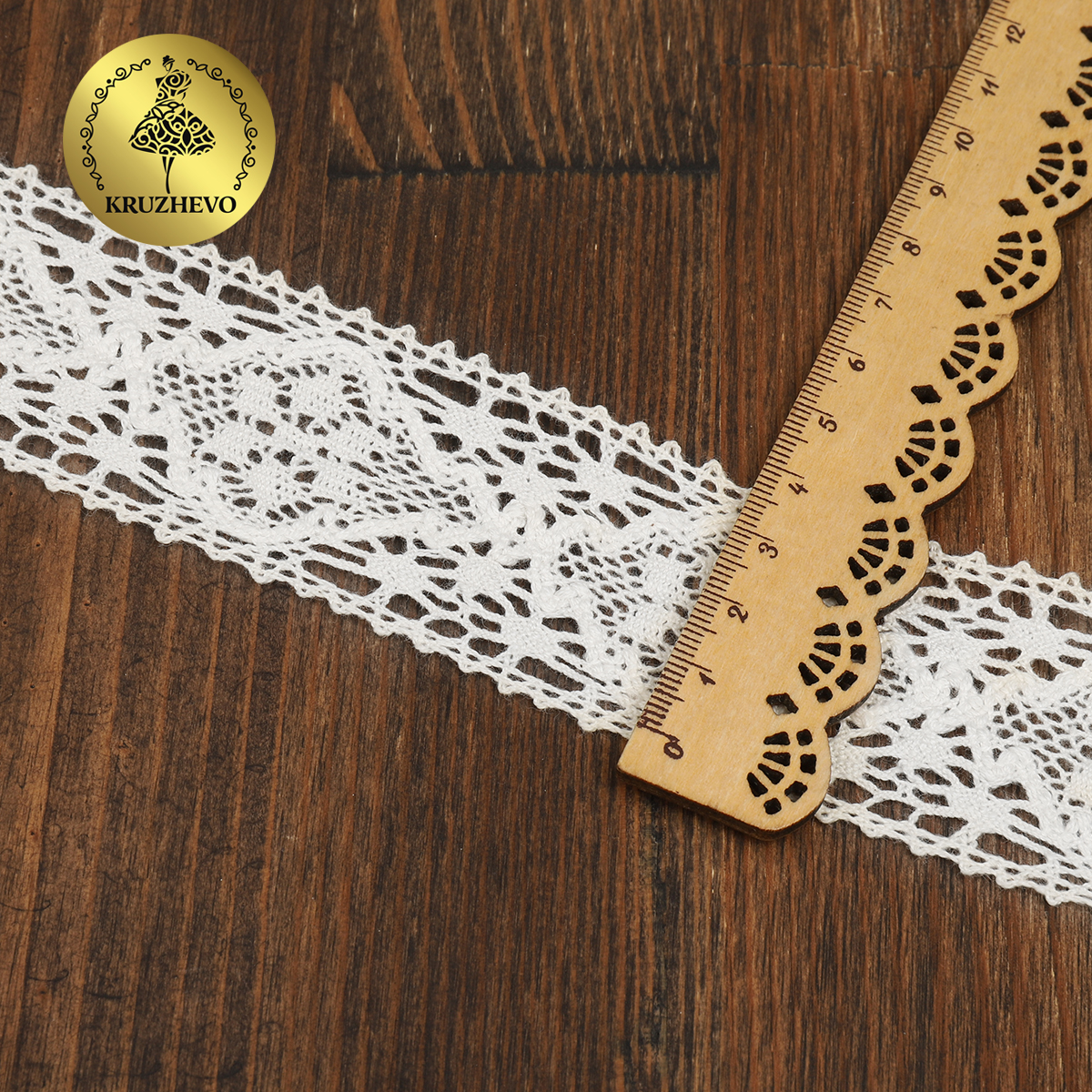 Тесьма декоративная KRUZHEVO вязаная 40мм цвет белый упаковка 10м - фото 3