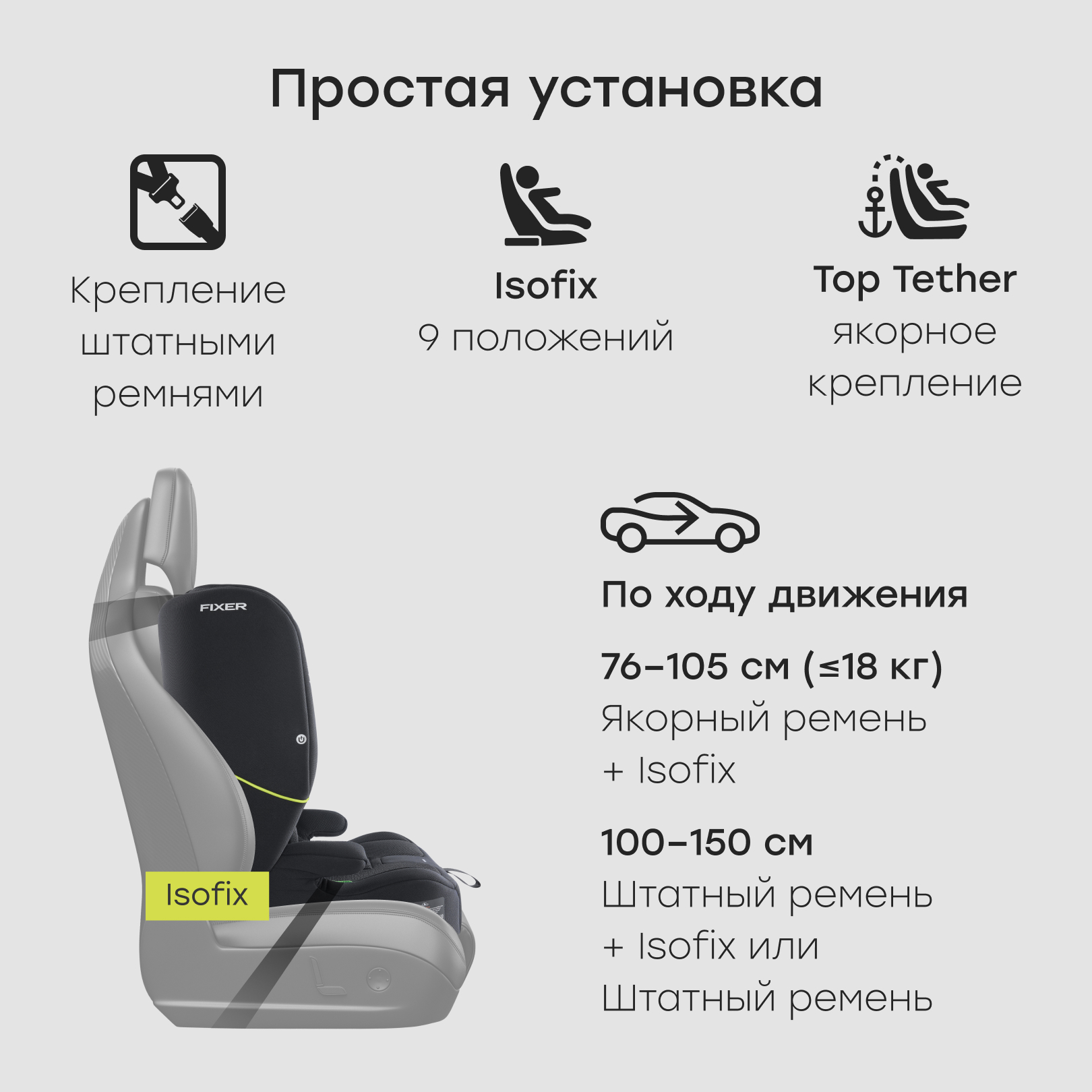 Автокресло Happy Baby Fixer Isofix 1/2/3 (9-36 кг) черный - фото 4