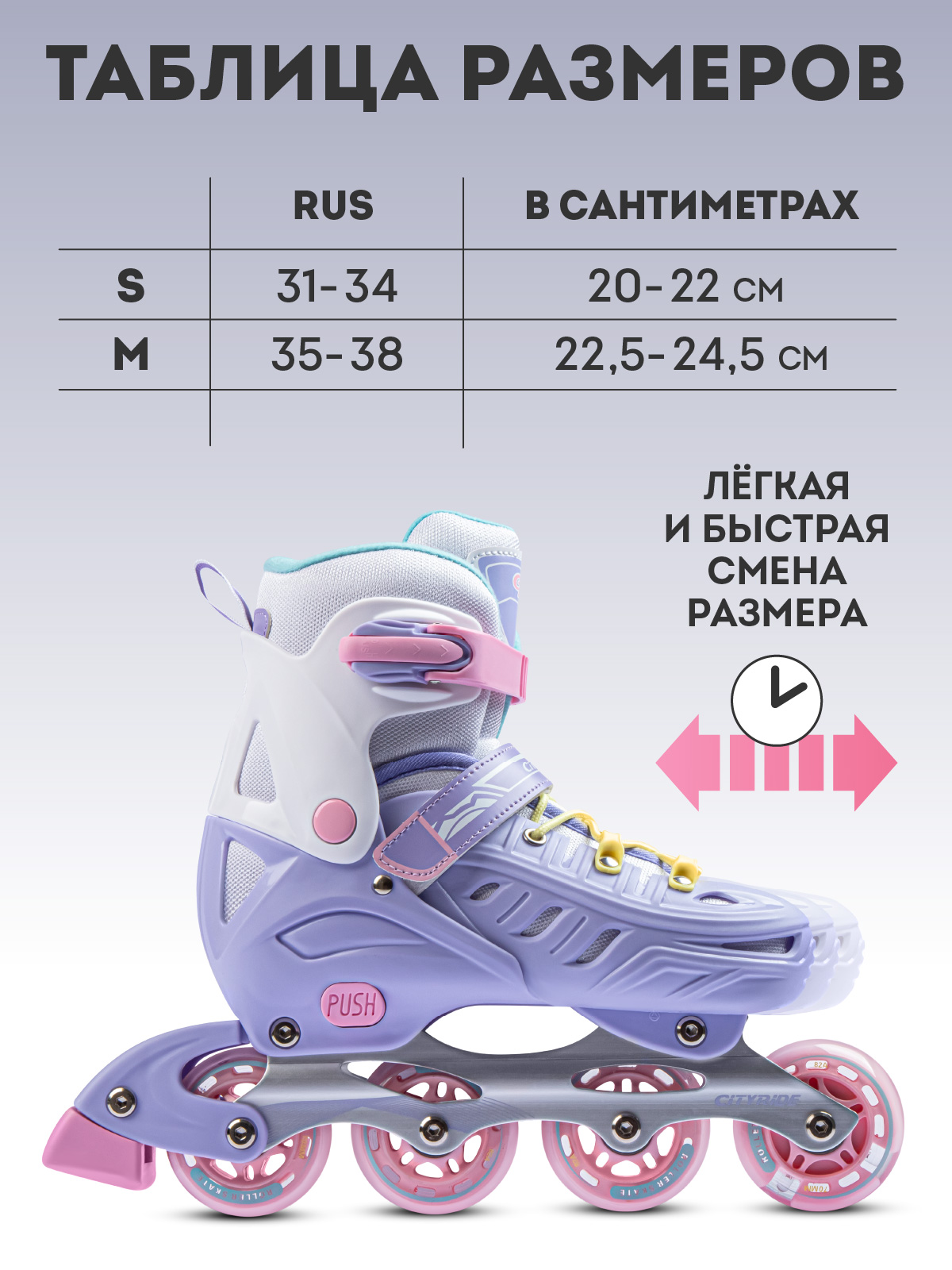 Роликовые коньки CITYRIDE S 31-34 - фото 4