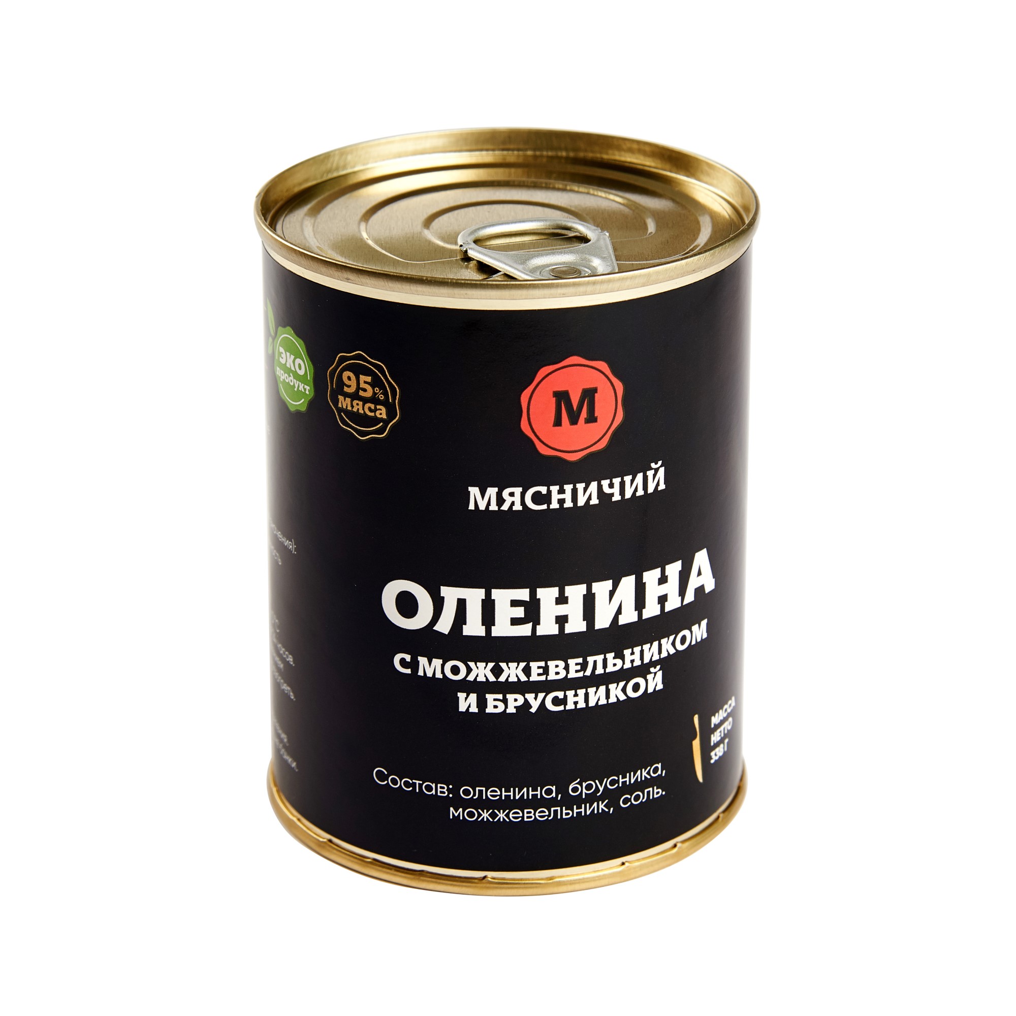 Мясные консервы Мясничий Оленина с брусникой и можжевельником 338 г - фото 1