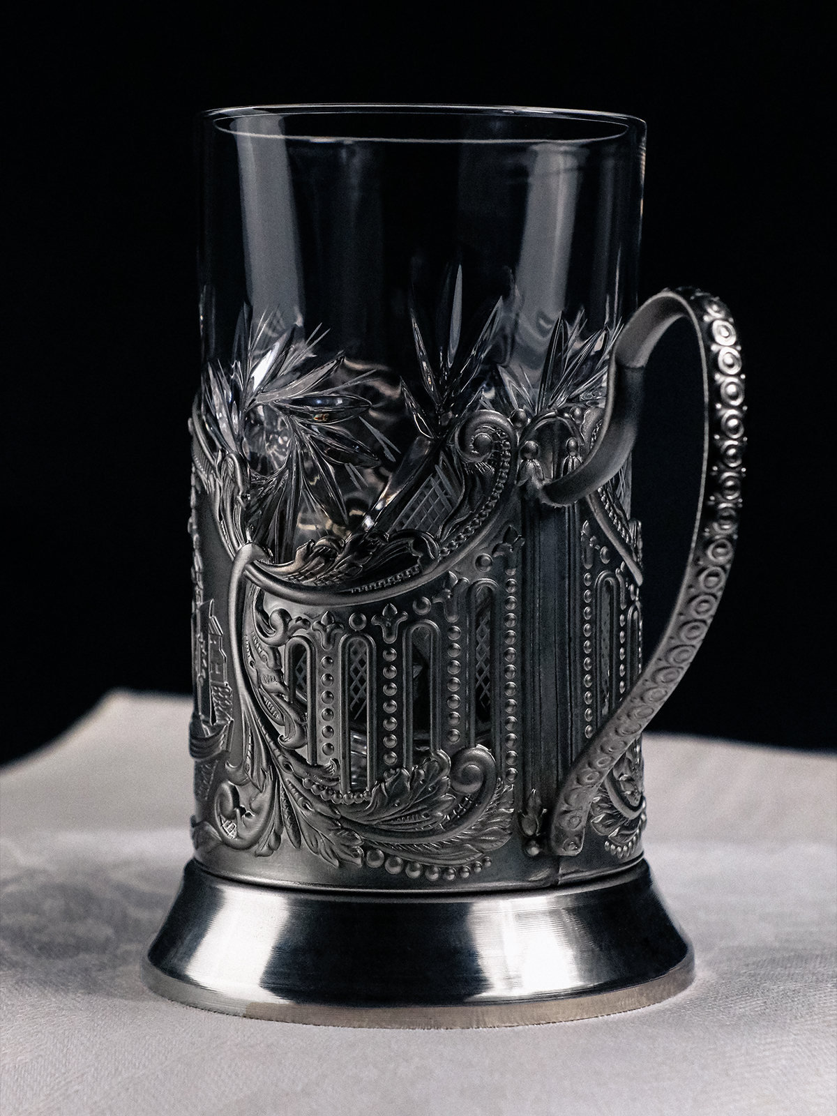 Подстаканник со стаканом Кольчугинский мельхиор Петр и Феврония никелированный с чернением - фото 4