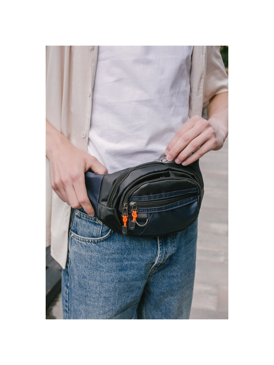 Сумка HEIKKI синий/оранжевый поясная - фото 7