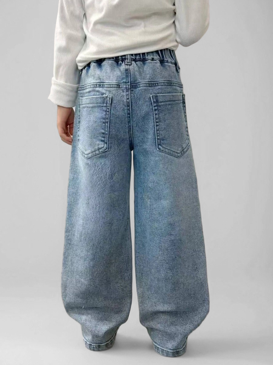 Джинсы iUkoworld Джинсы детские на резинке широкие - фото 4