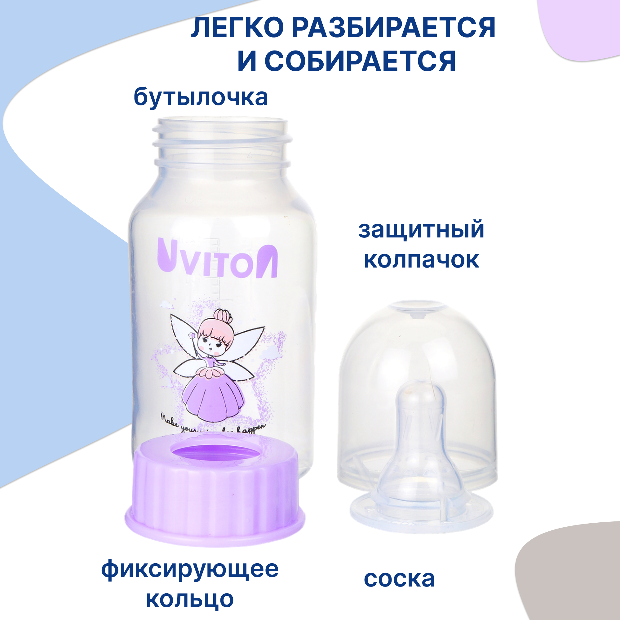 Бутылочка Uviton Anti-Colic 125 мл в ассортименте - фото 2