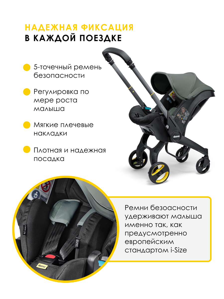 Автокресло Doona i Slate Green Isofix 0 (0 -13 кг) серый - фото 4
