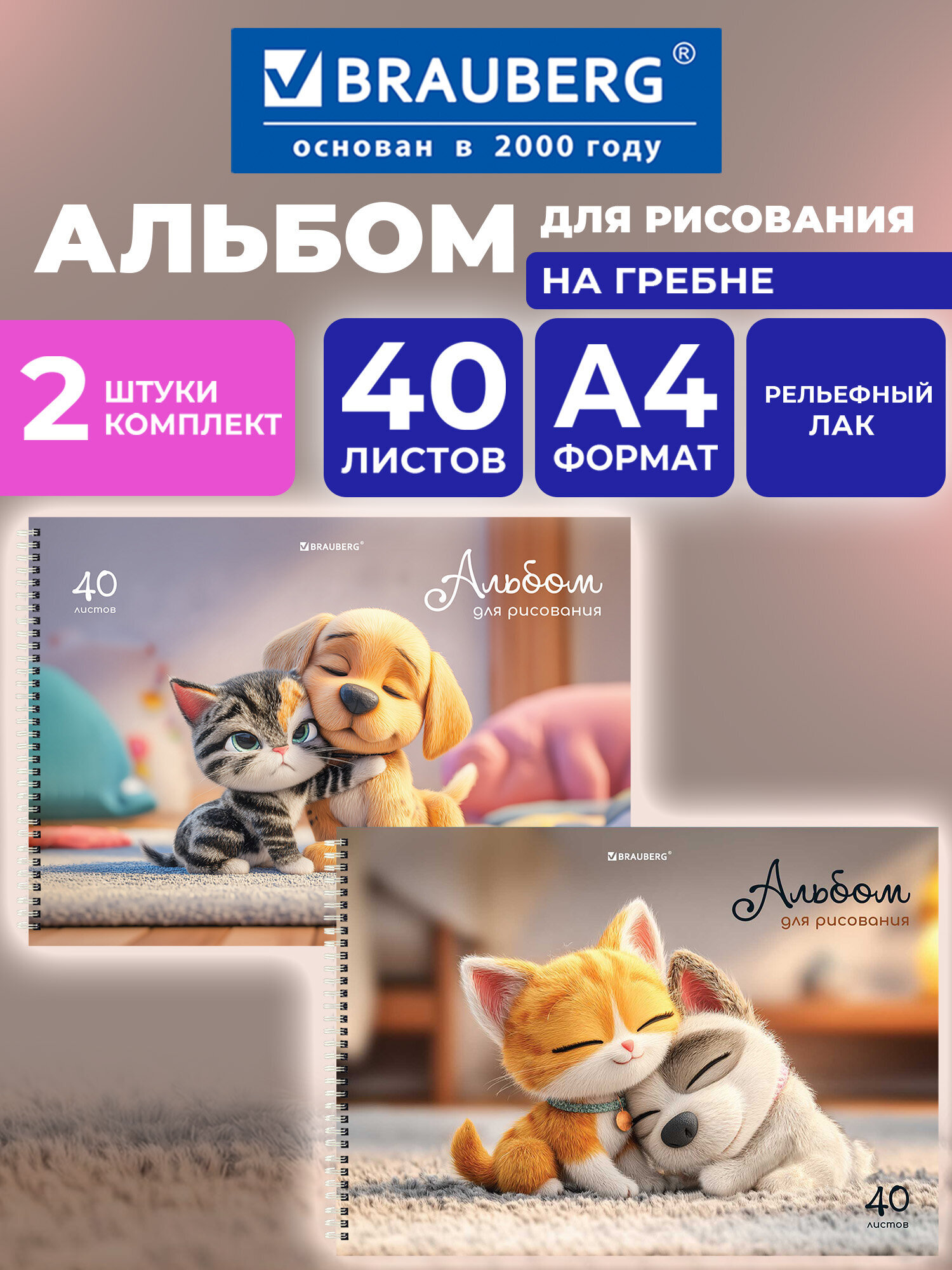 Альбом Brauberg А4 40 лист. 2 шт. - фото 1
