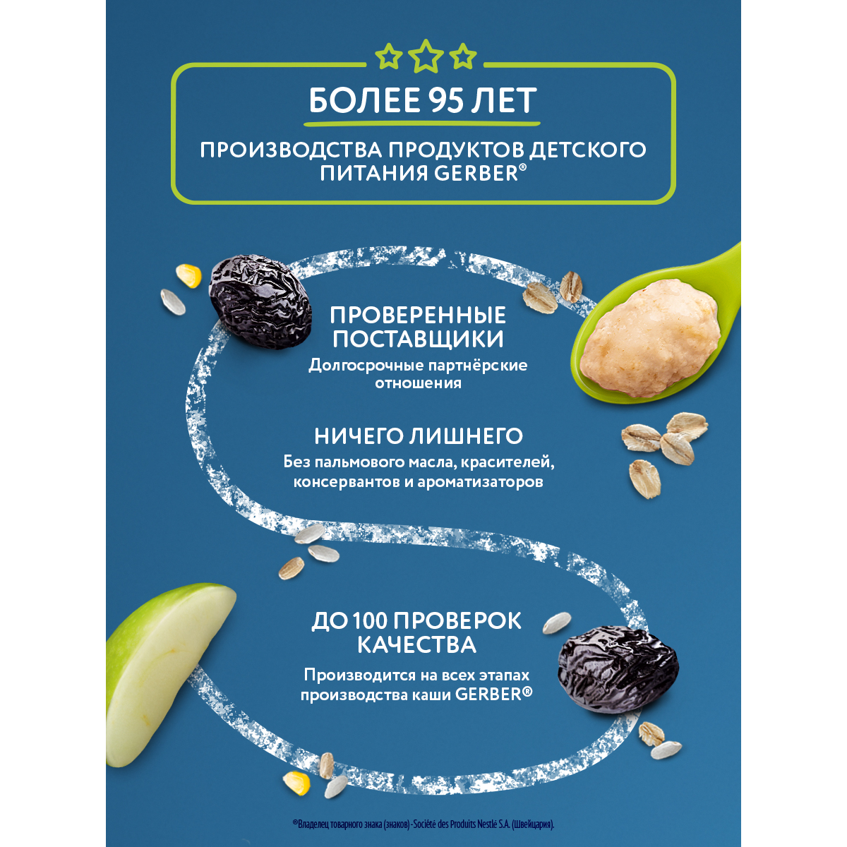 Каша Gerber безмолочная мультизлаковая яблоко-чернослив 180г с 6 месяцев - фото 3