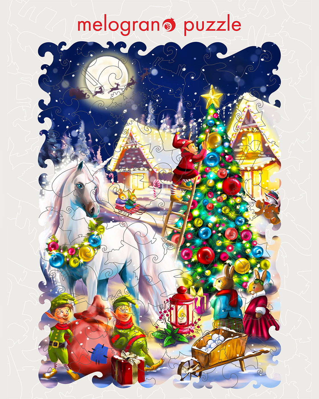 Пазл 1TOY Новогодний единорог деревянный - фото 3