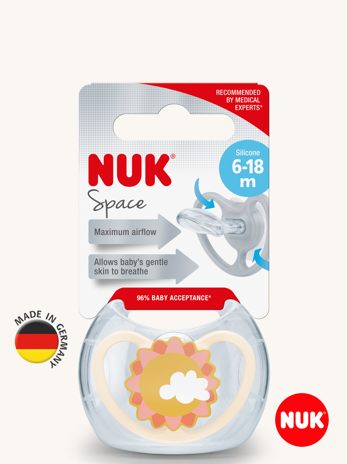 Пустышка Nuk силикон ортодонтическая от 6 мес. 1 шт. - фото 1