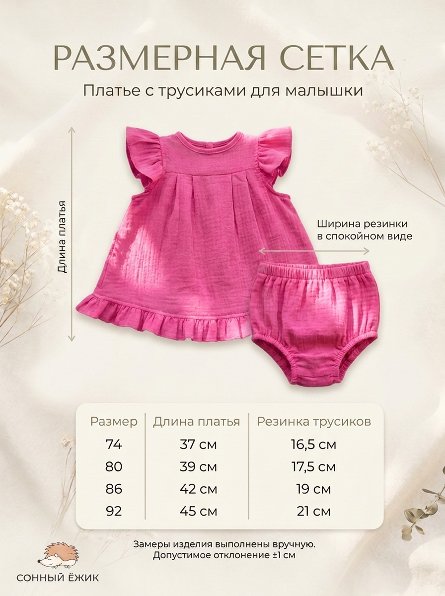 Платье и трусики Сонный ежик Платье_розовое - фото 6