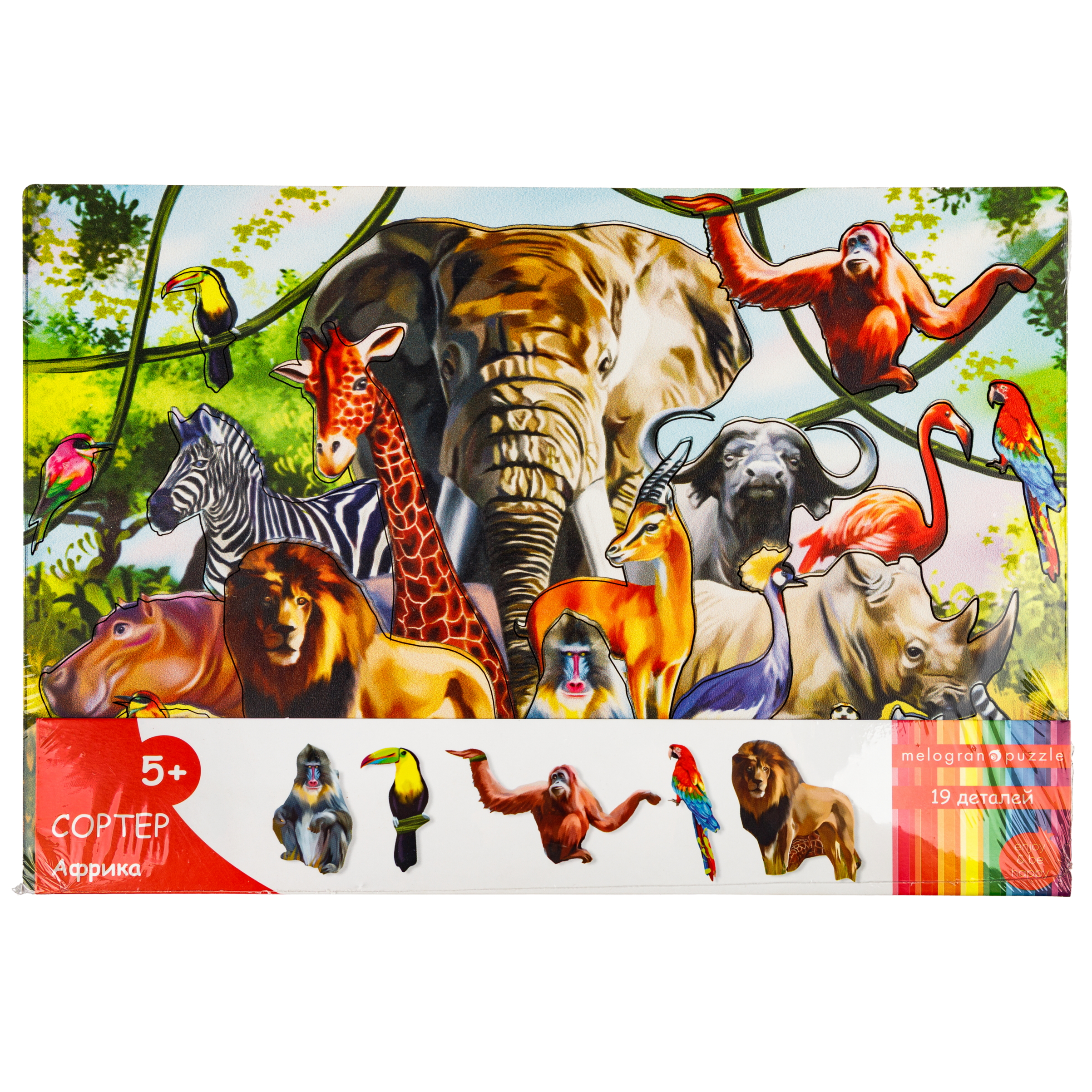 Пазл 1TOY с животными 19 деталей деревянный - фото 6