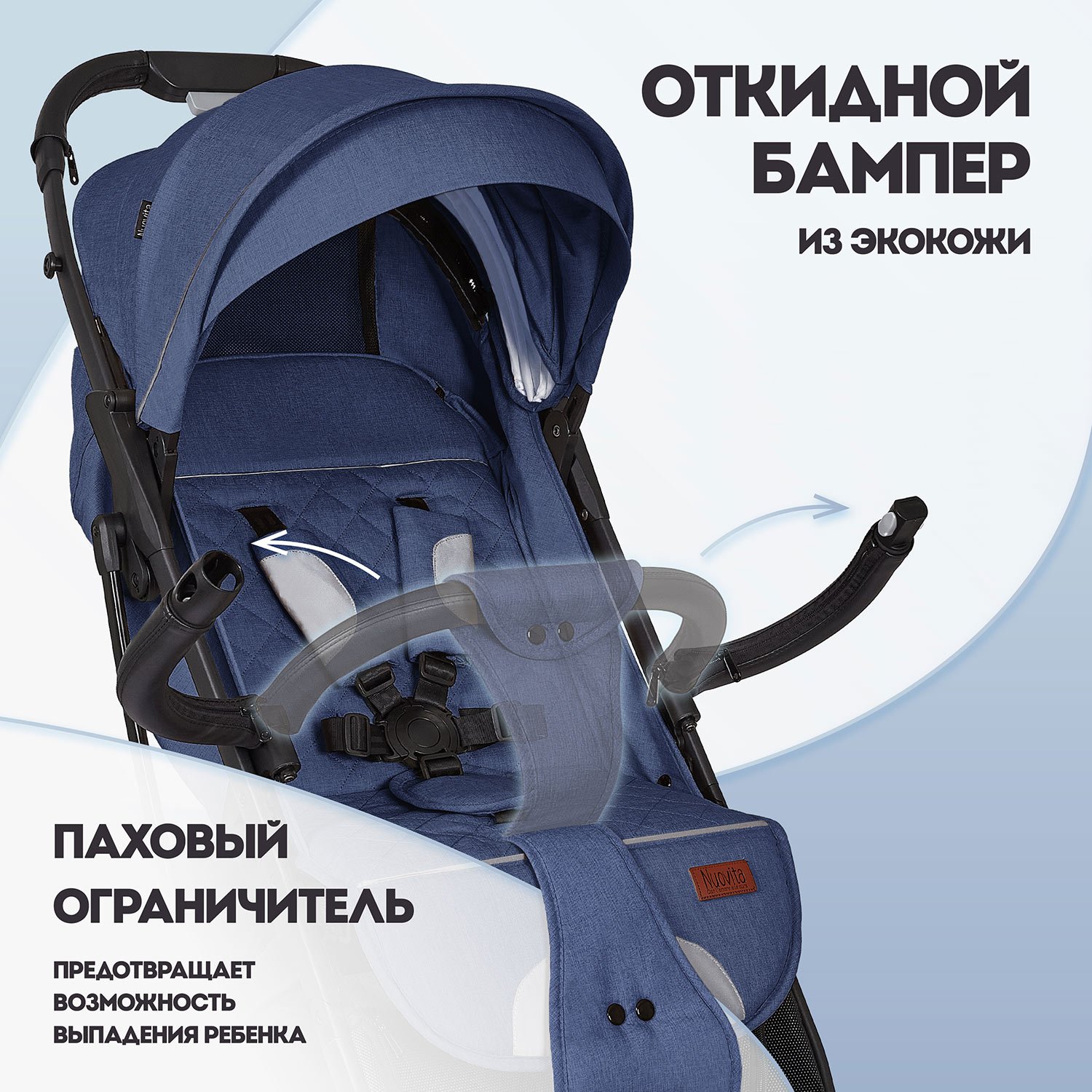 Коляска прогулочная Nuovita Fiato голубой - фото 16