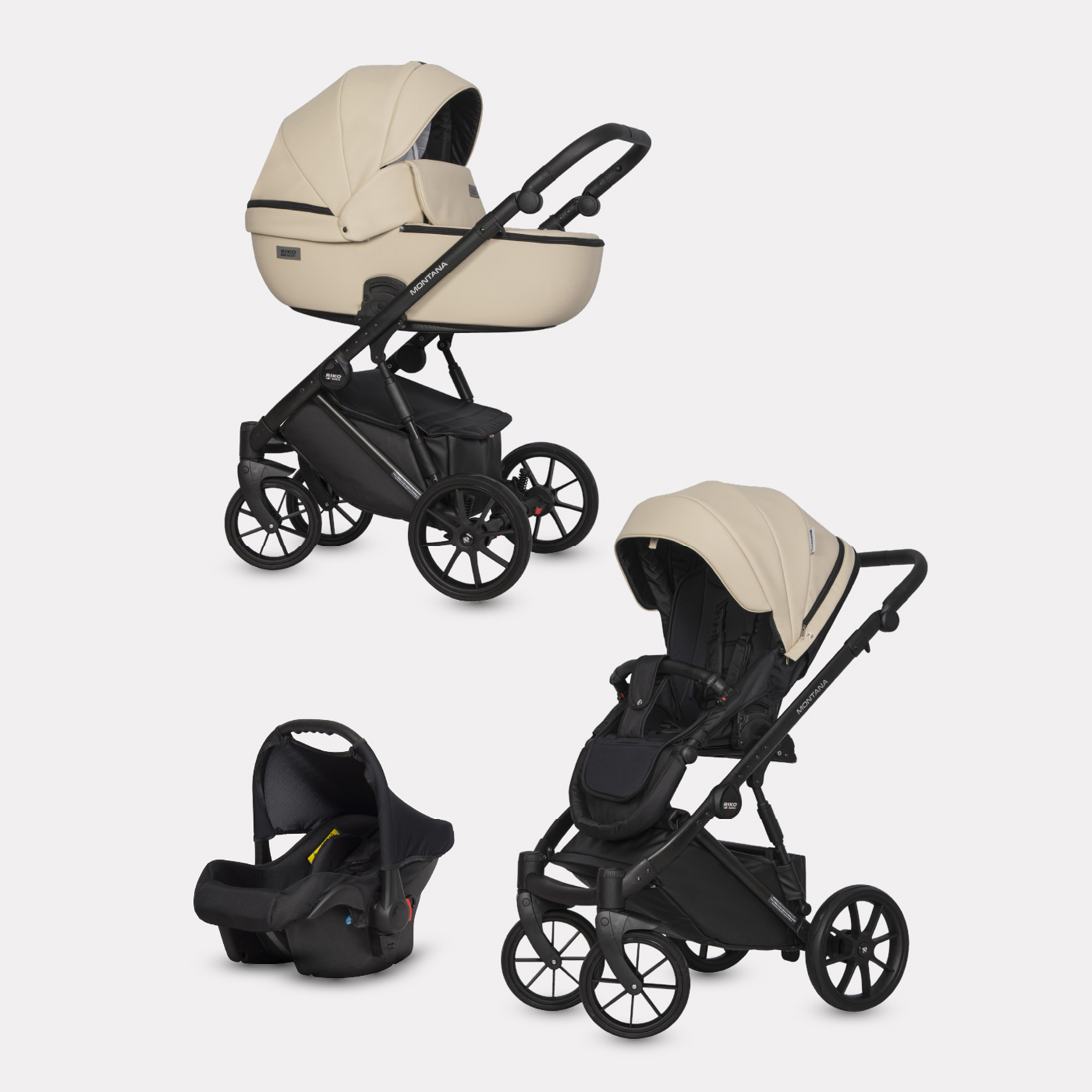 Коляска 3в1 Riko Basic Montana Ecco бежевый - фото 1