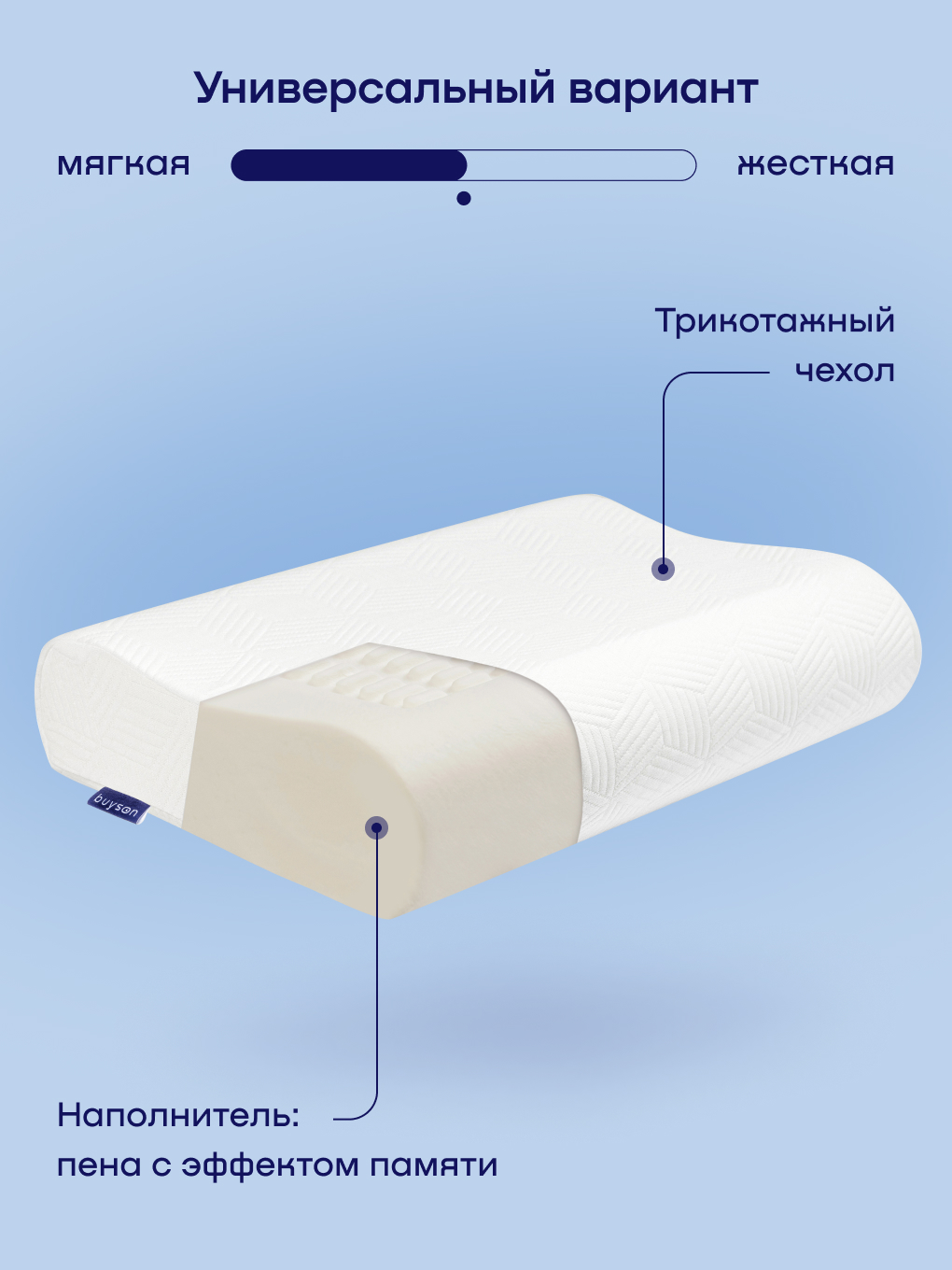 Подушка ортопедическая buyson BuyLive с эффектом памяти 40 x 60 см - фото 3