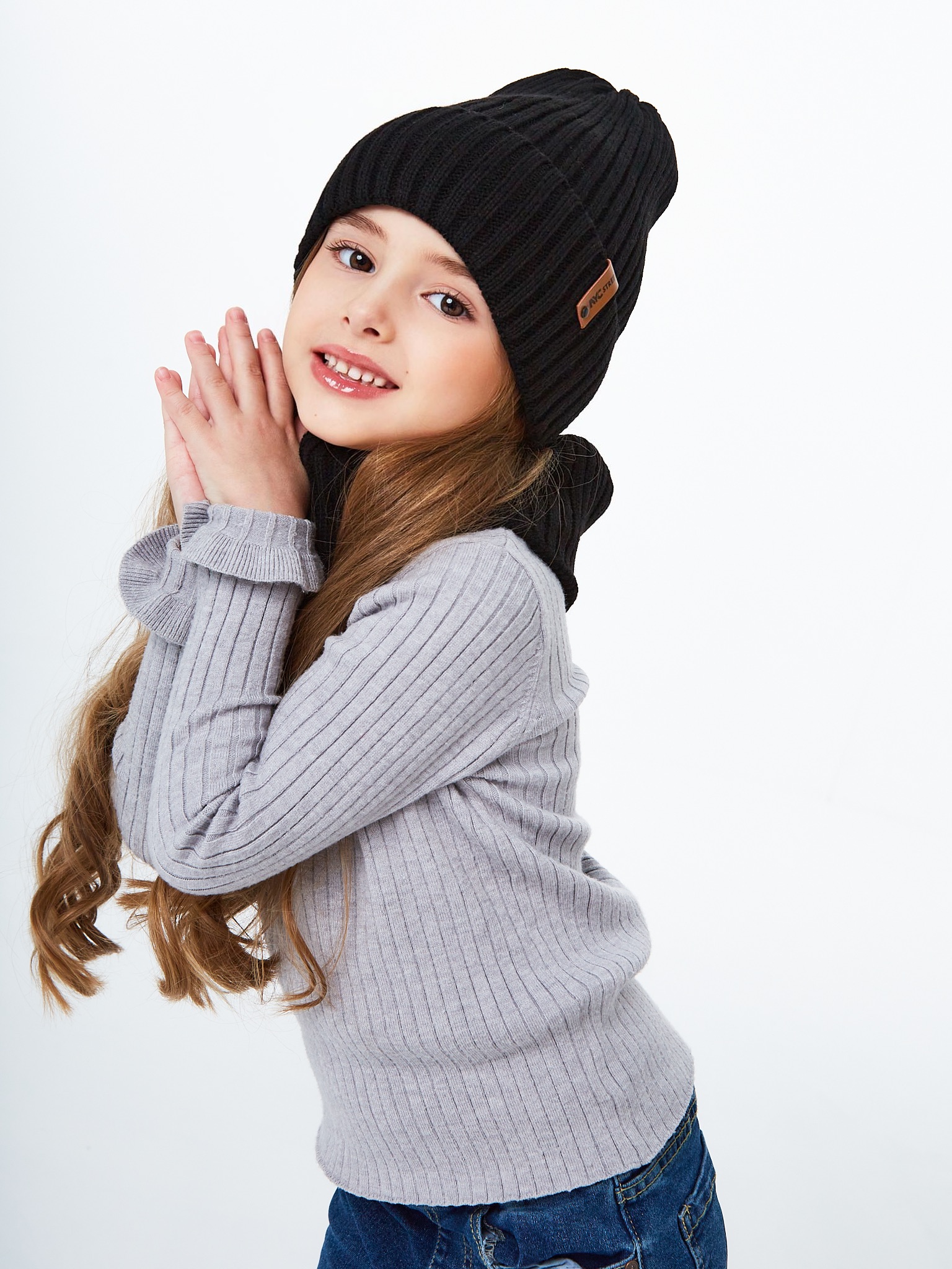 Шапка и снуд NYCkids NYC-H-104-GplainW-black - фото 10