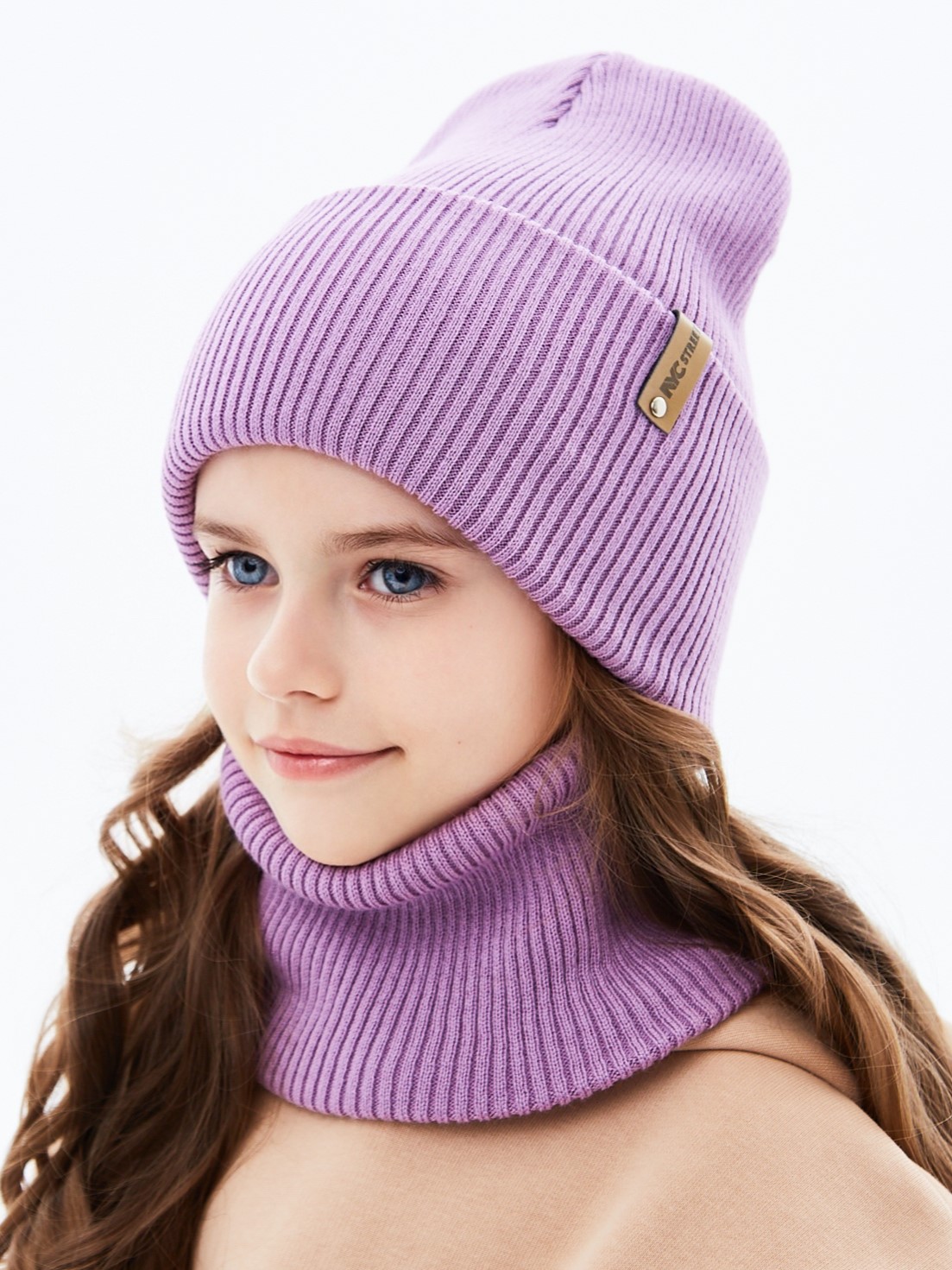 Шапка и снуд KUBRIO KU-H-72-lopataG-Purple - фото 1