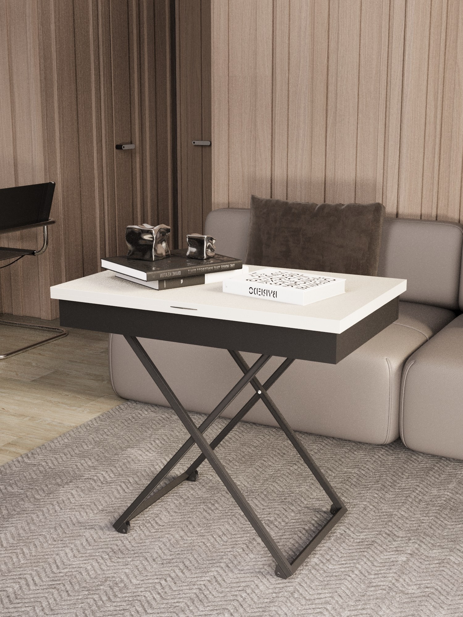 Стол-трансформер КАЛИФОРНИЯ МЕБЕЛЬ Андрэ Loft ЛДСП Белый Черный - фото 26