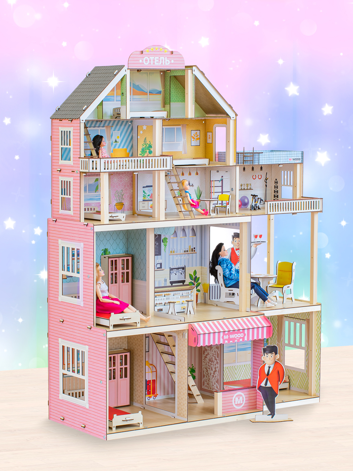 Домик для кукол M-WOOD 120 см с мебелью 3038 - фото 3