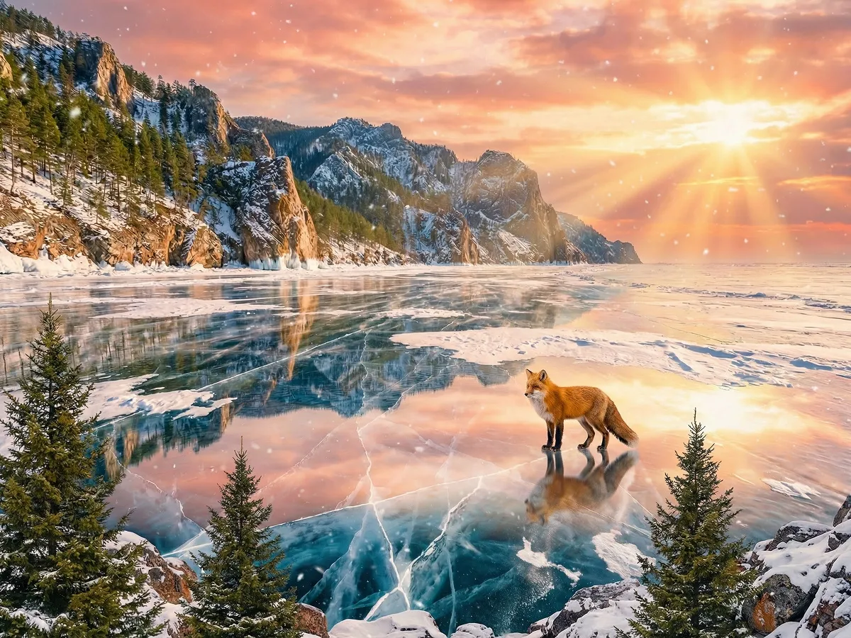 Пазл Рыжий кот Зимний Байкал 1000 эл. - фото 3