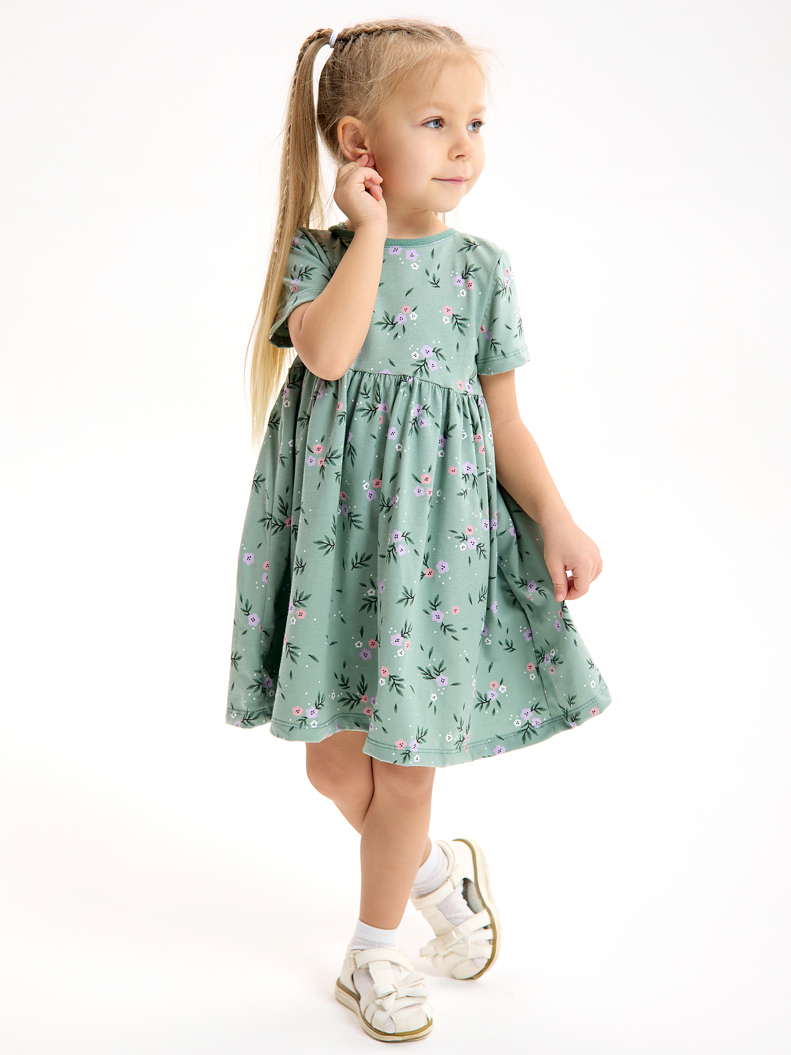 Платье LEVAKIDS платье для девочки с коротким рукавом_сказочные цветы - фото 6