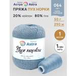 Пряжа Astra Premium Пух норки Mink yarn воздушная с ворсом 50 г 290 м 064 серо-голубой 1 моток