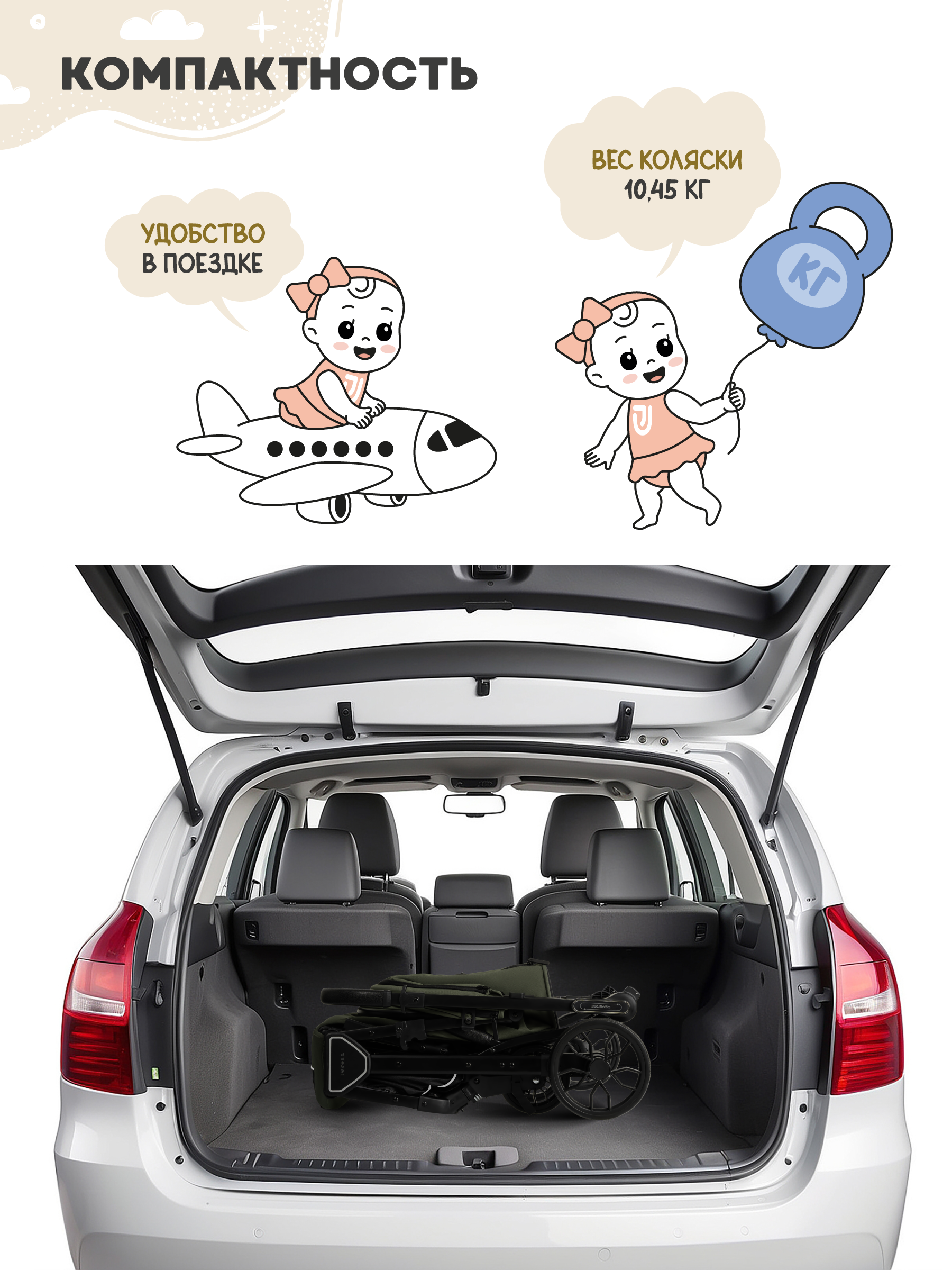 Коляска прогулочная JOVOLA Storm, зеленый - фото 2