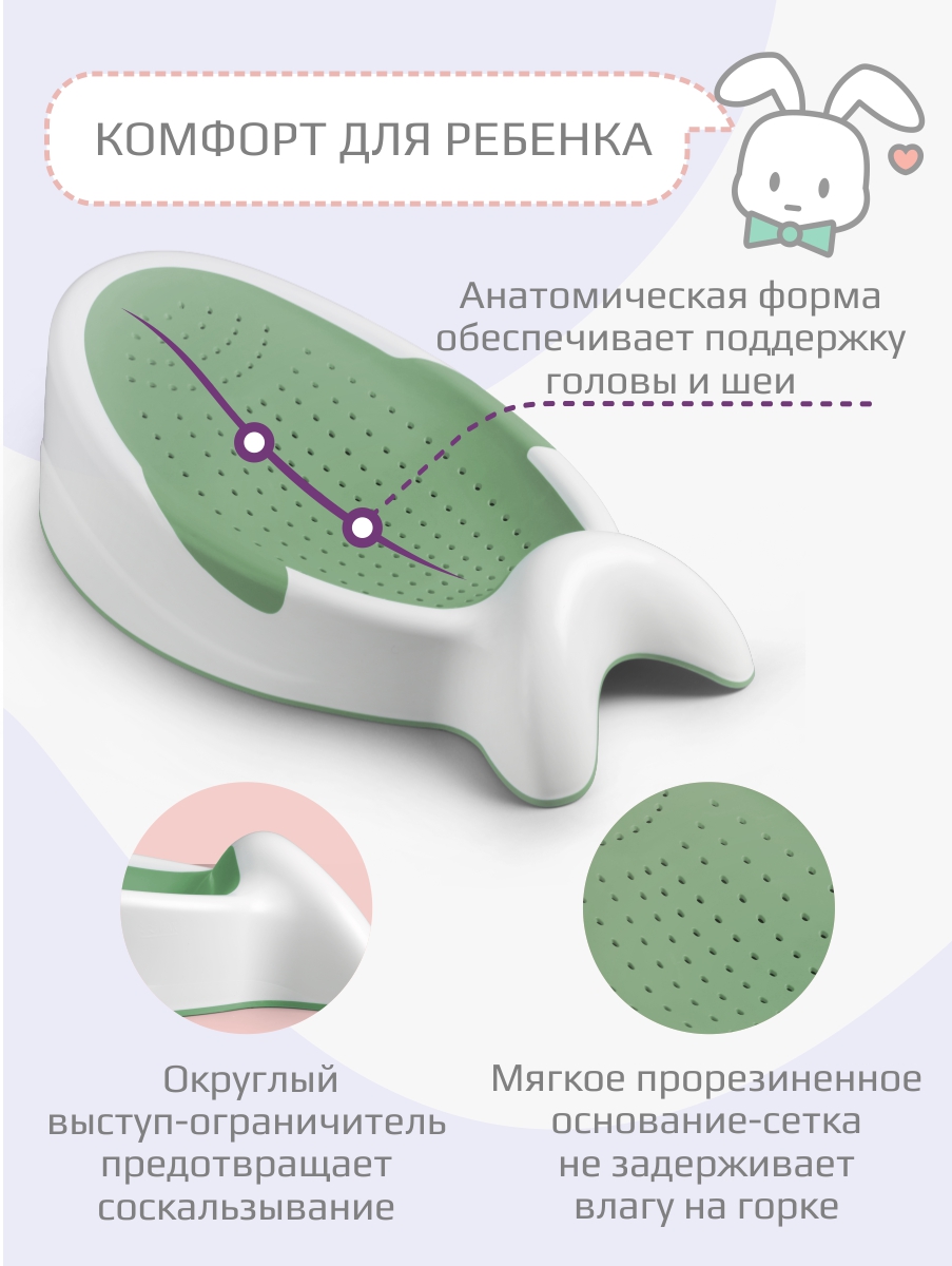 Горка для купания KidWick Рыбка зеленый - фото 3