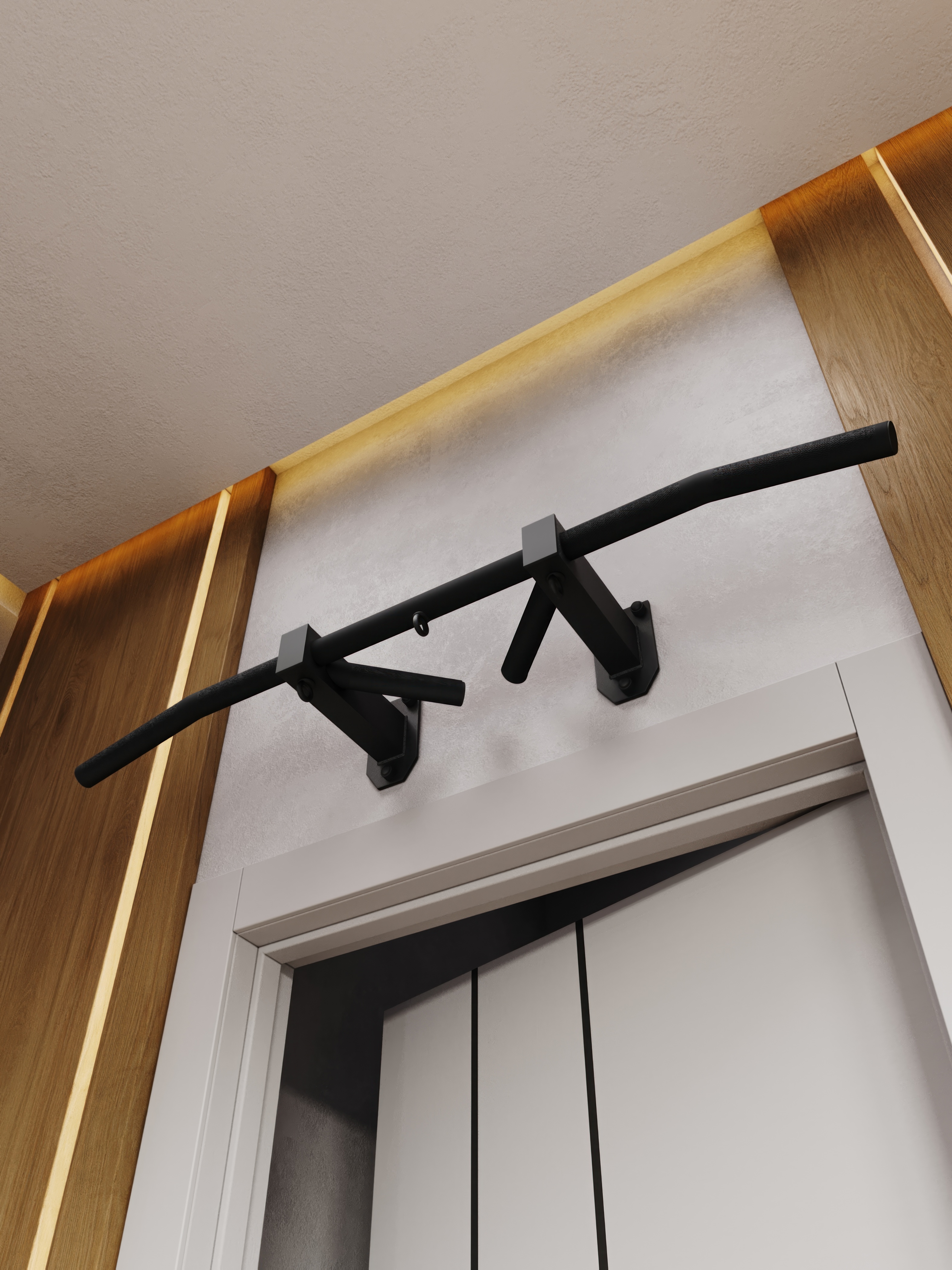 Турник наддверный "Буйвол" BLACK - стальное рифление - фото 9