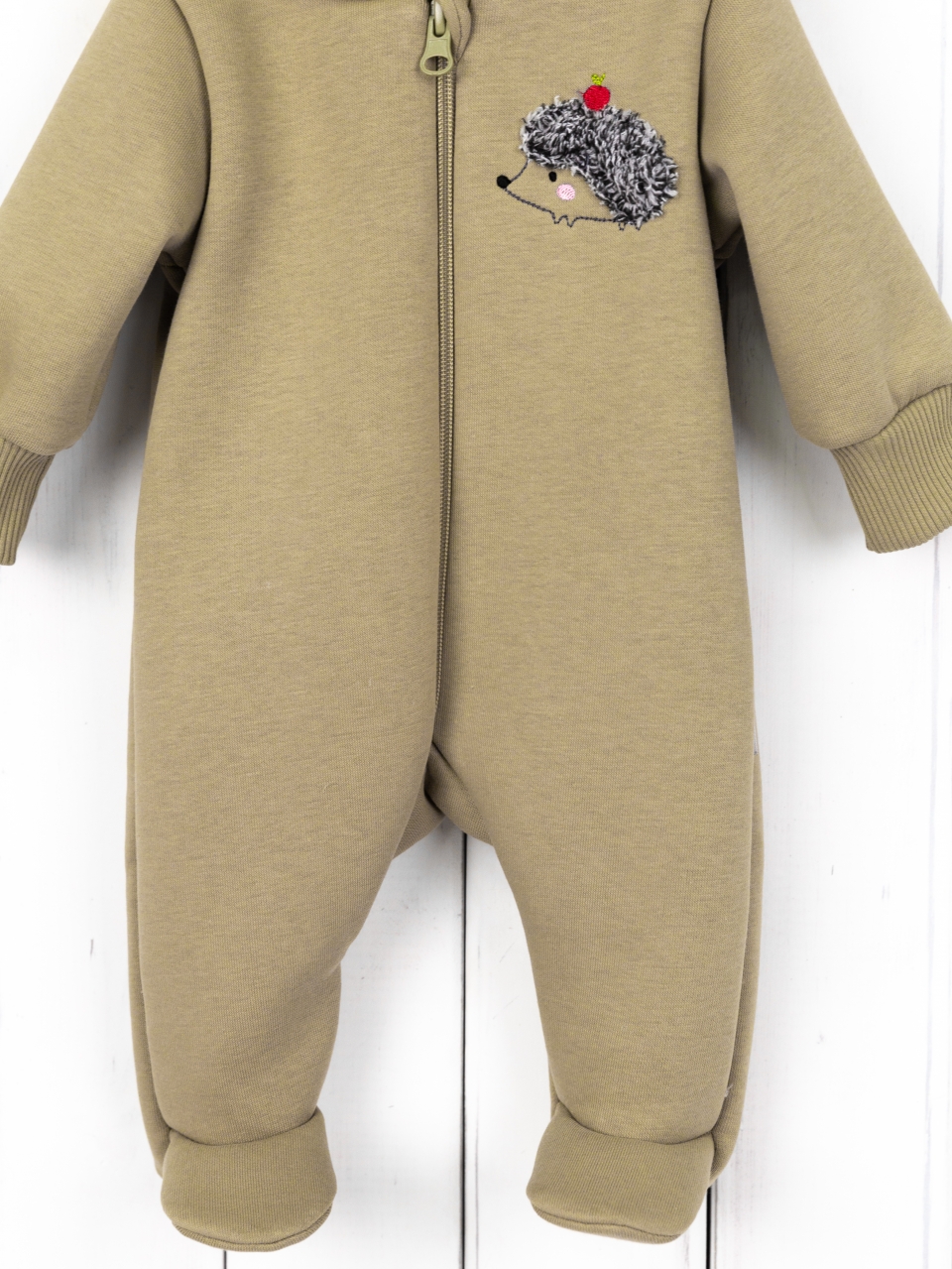 Комбинезон утепленный Baby boom К394/2-Ф аппликация ёжик светло-оливковый - фото 5