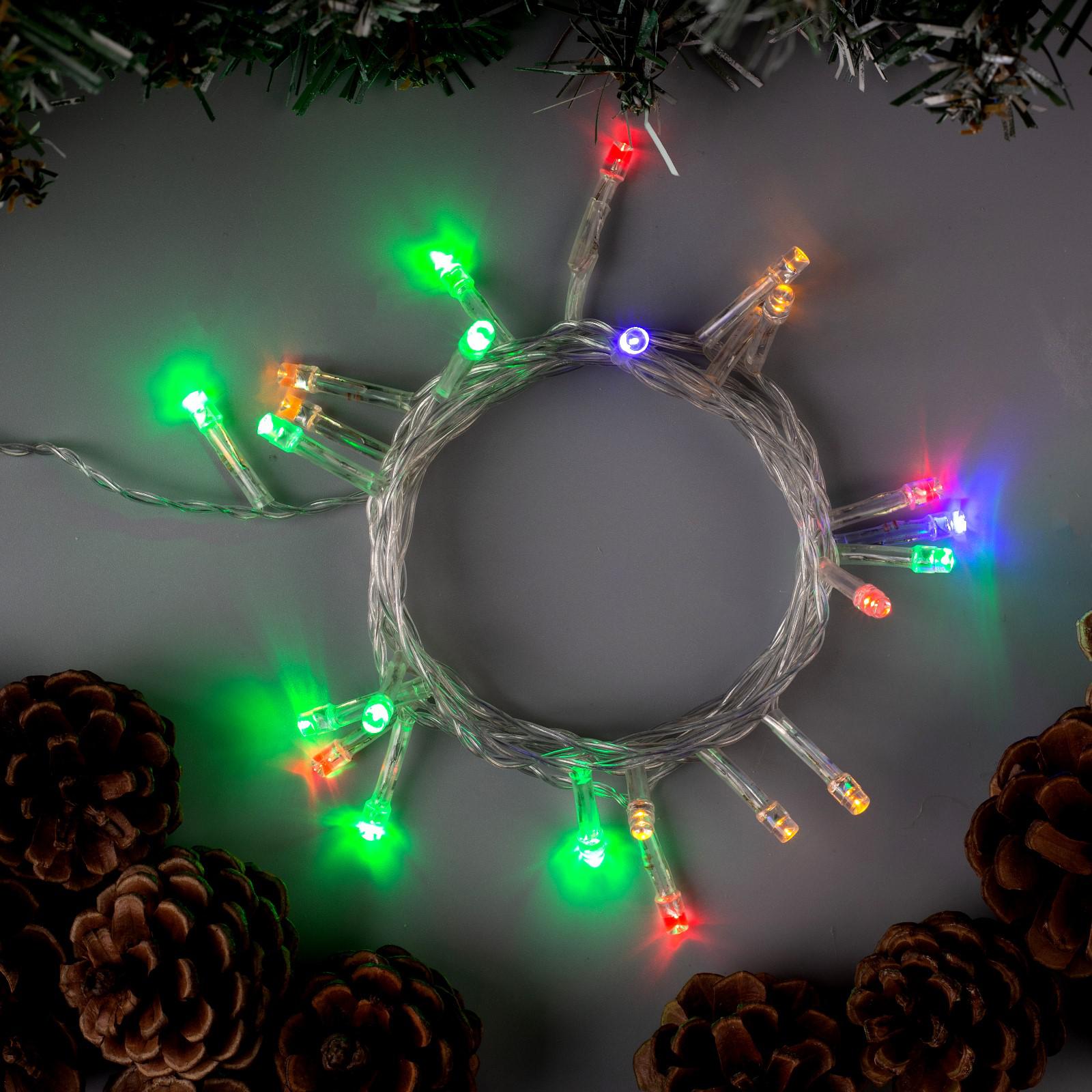 Гирлянда Luazon «Нить» 2.5 м IP20 прозрачная нить 25 LED свечение RG/RB мигание 220 В - фото 1