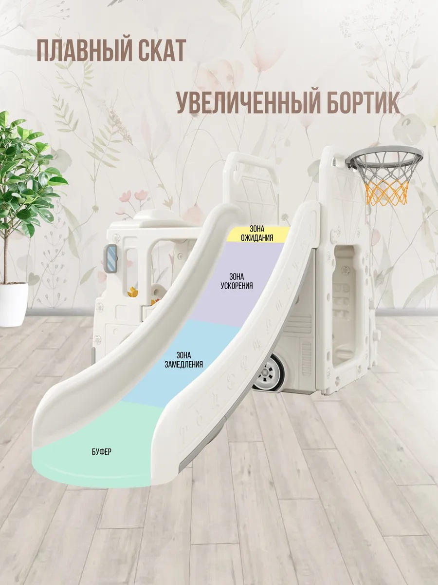Детский игровой комплекс Perfetto Sport Автомобиль с горкой PS-049-W белый - фото 3