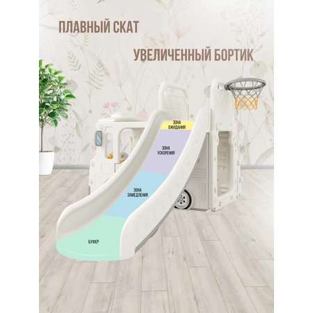Детский игровой комплекс Perfetto Sport Автомобиль с горкой PS-049-W белый