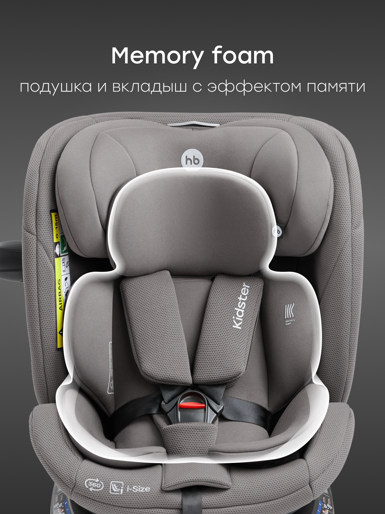 Автокресло Happy Baby Kidster Isofix 0+/1/2/3 (0-36 кг) серый - фото 7