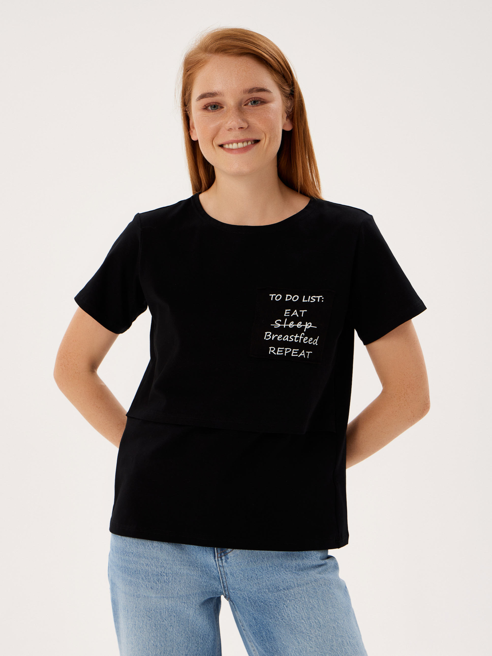 Футболка для кормящих Proud Mom ФТДЛ-0300-черный_принт - фото 7