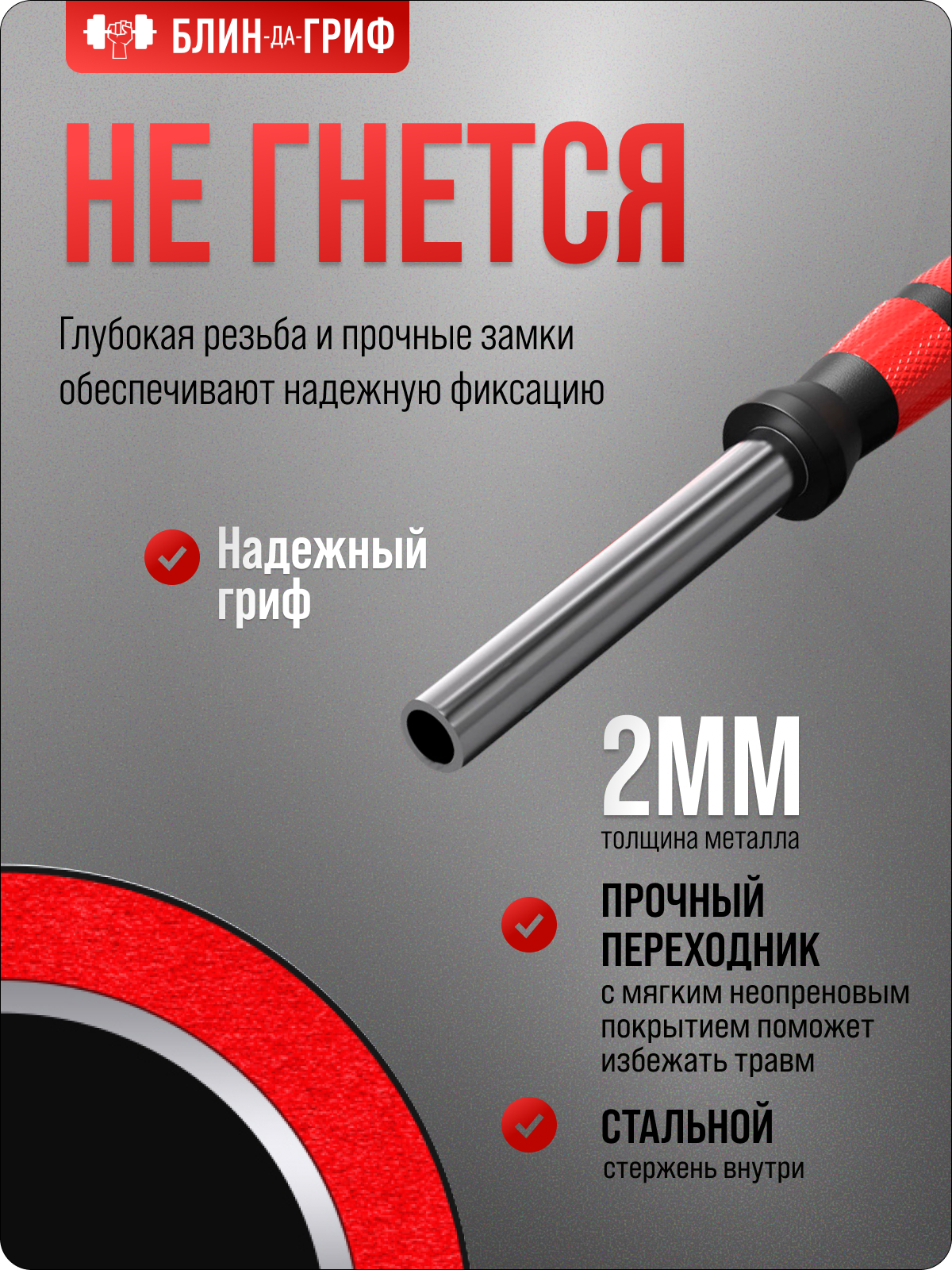 Набор блинов с грифом БлинДаГриф Гантель 12кг 2шт - фото 6