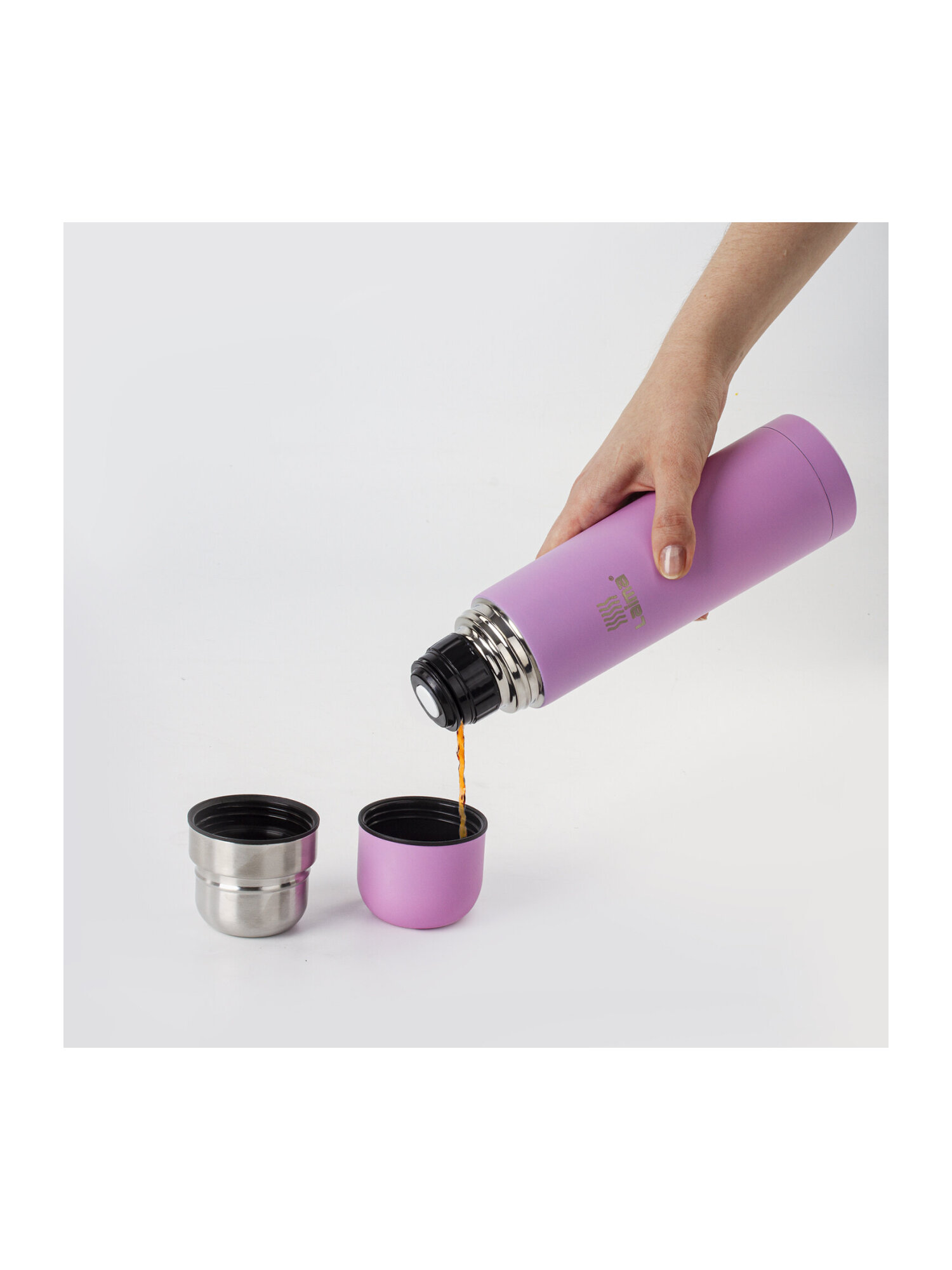 Термос Лайма классический с узким горлом 2 чашки 0.5 л нержавеющая сталь розовый - фото 19