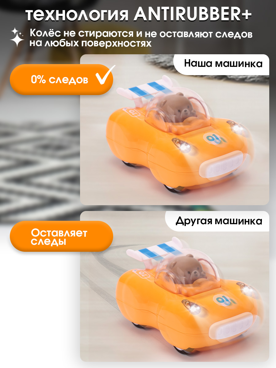 Автомобиль TIPTOPOLIS желтый светящиеся фары - фото 4