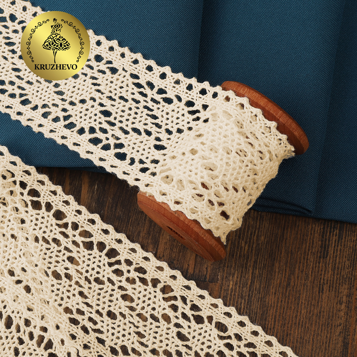 Кружево вязаное хлопковое KRUZHEVO 40мм цв.молочный уп.2,5м - фото 2