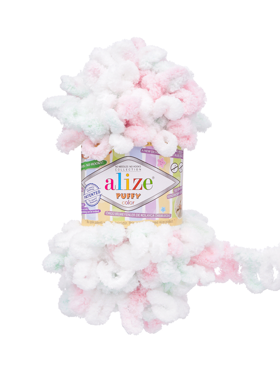 Пряжа для вязания Alize puffy color 100 г 9 м микрополиэстер плюшевая мягкая 6052 секционный 5 мотков - фото 3